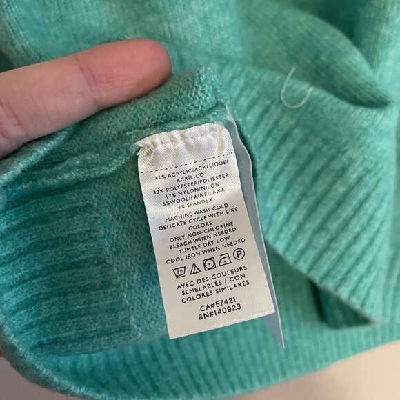 LOFT Women XS Green Soft Knit Wool Blend Crew Neck Pullover Relaxed Sweater NWT - Picture 9 of 10